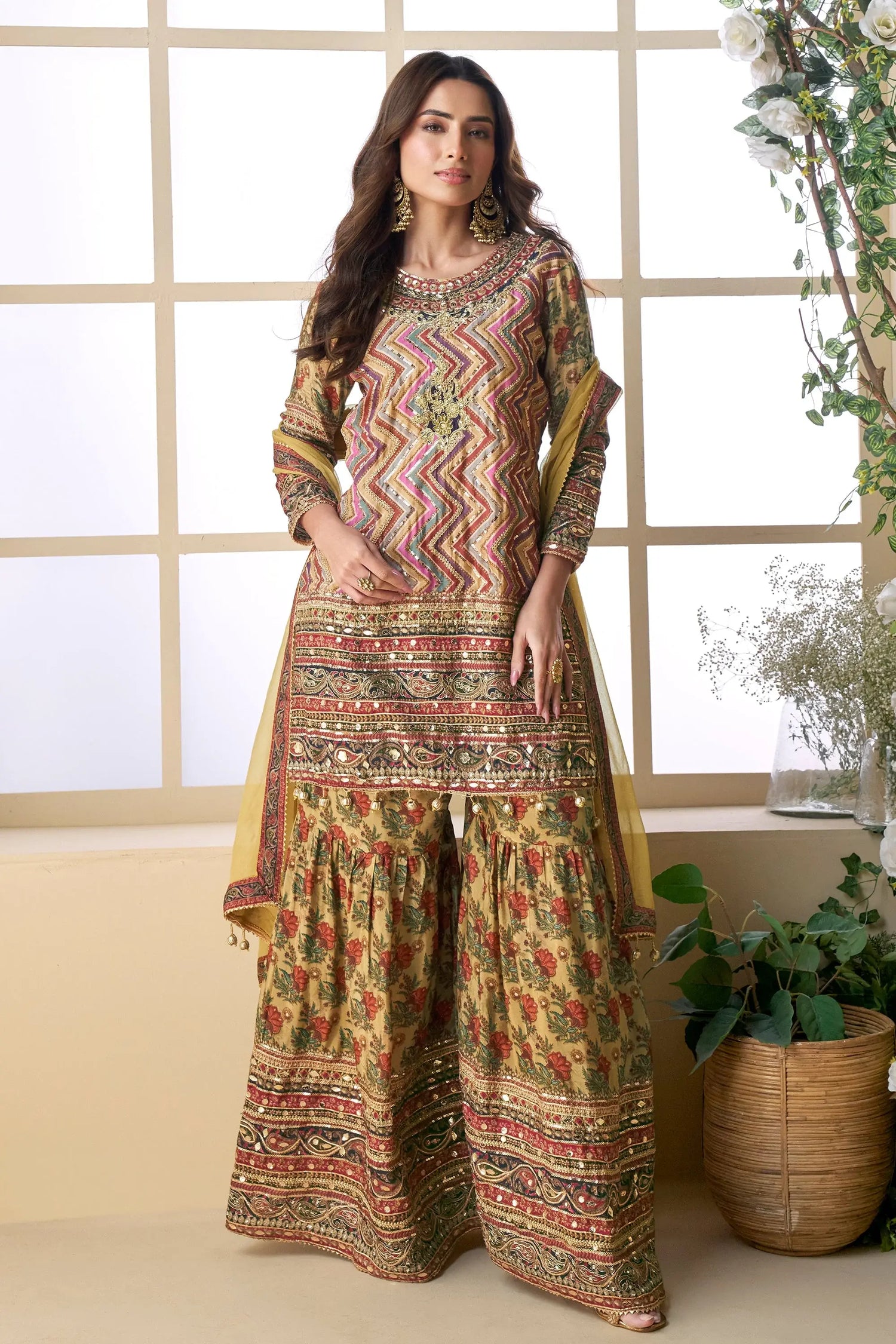 Sharara suit for women online - Designer Pakistani dress wedding wear - Traditional sharara with dupatta embroidered