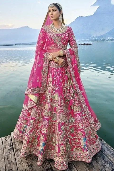 Designer Lehengas for Women's - Designer wedding lehenga, bridal dress for women. wedding, festive, fabric, embroidery, Indian craftsmanship.