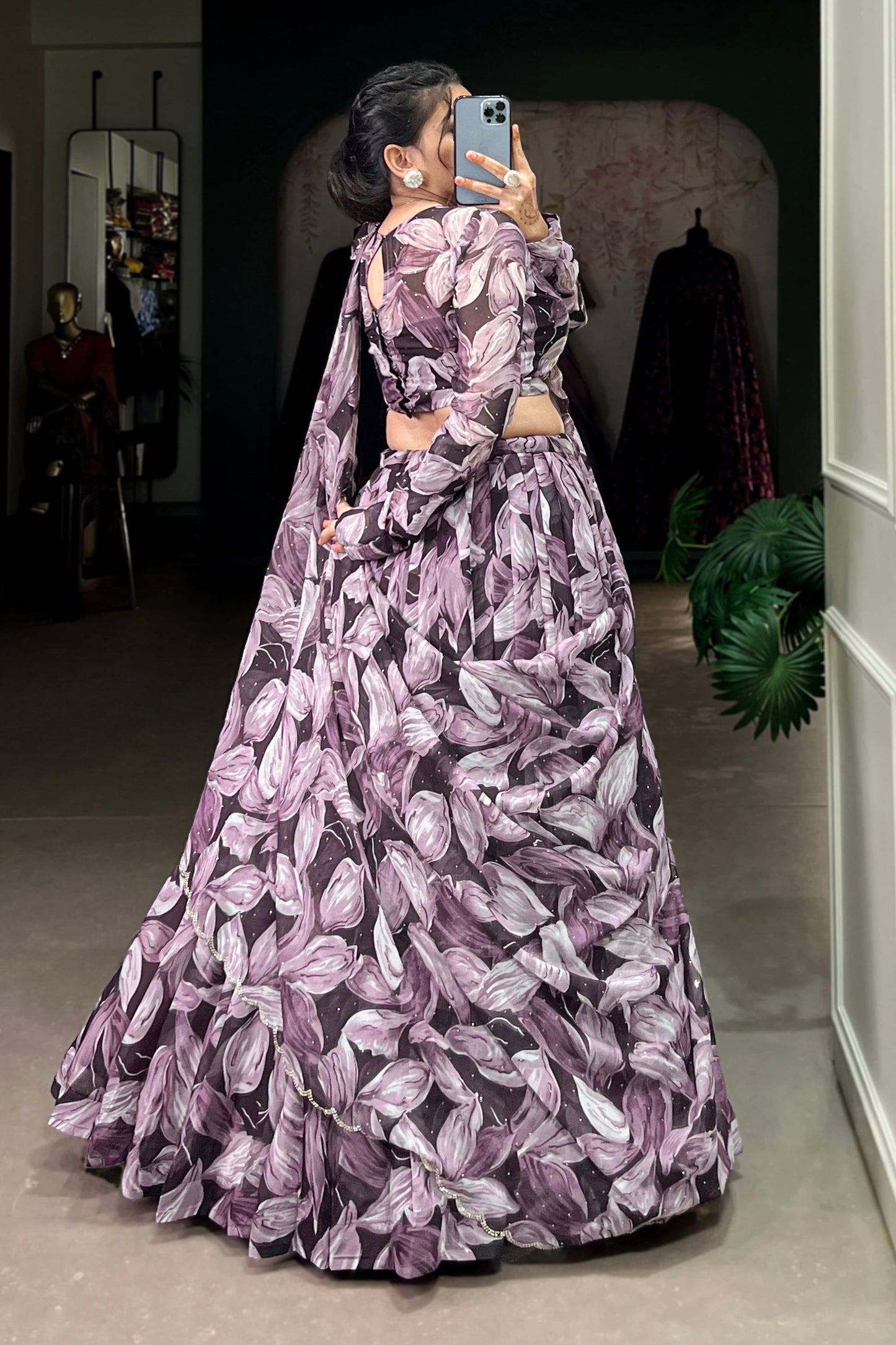 Purple Lehenga channels royalty and richness – perfect for opulent weddings, grand events, and statement looks. 