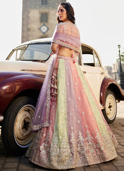 Designer Tissue Multi Color Lehenga Choli with Lavender Dupatta