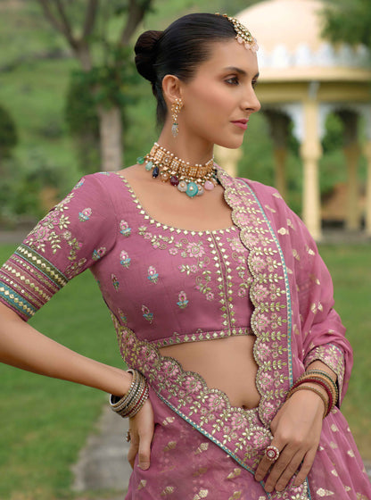 Traditional Embroidered Lehenga Choli with Designer Blouse & Dupatta