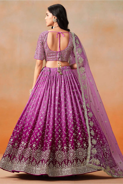 Eid Special Designer Purple Sequins & Zari Embroidery Work Lehenga Choli