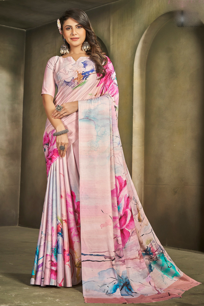 Pink Saree reflects softness and charm â€“ perfect for graceful day functions. 