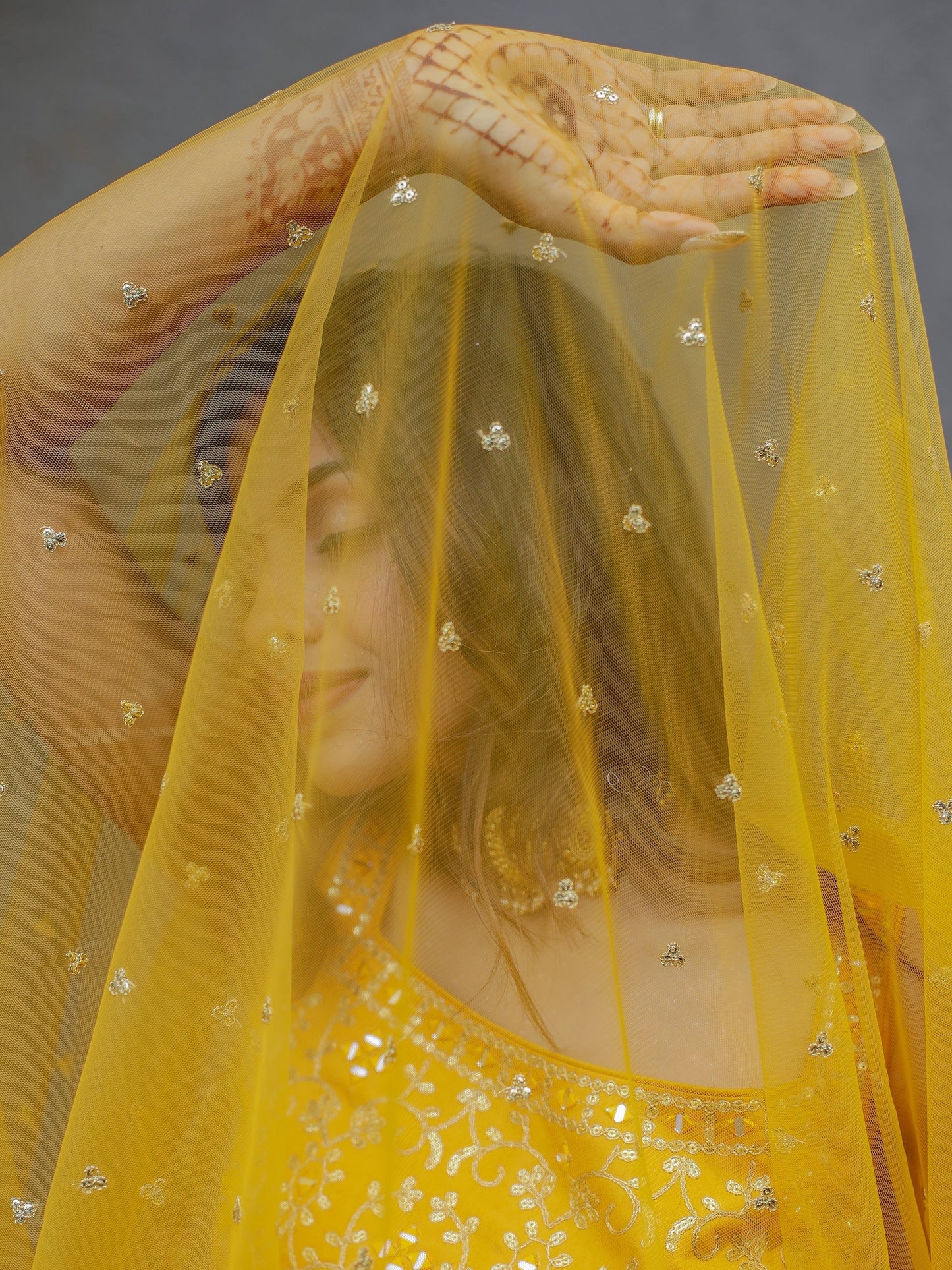 Newest yellow bridal lehenga with chinon dupatta, ready-to-wear.
