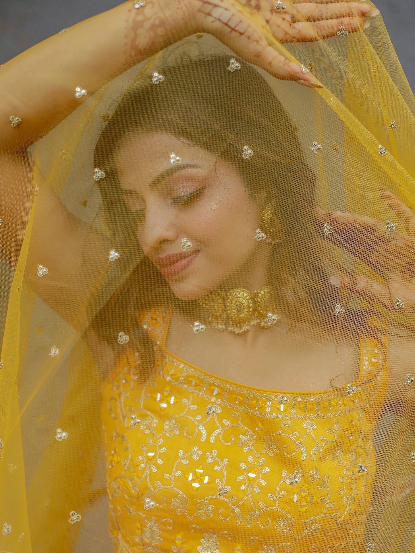 Newest yellow bridal lehenga with chinon dupatta, ready-to-wear.