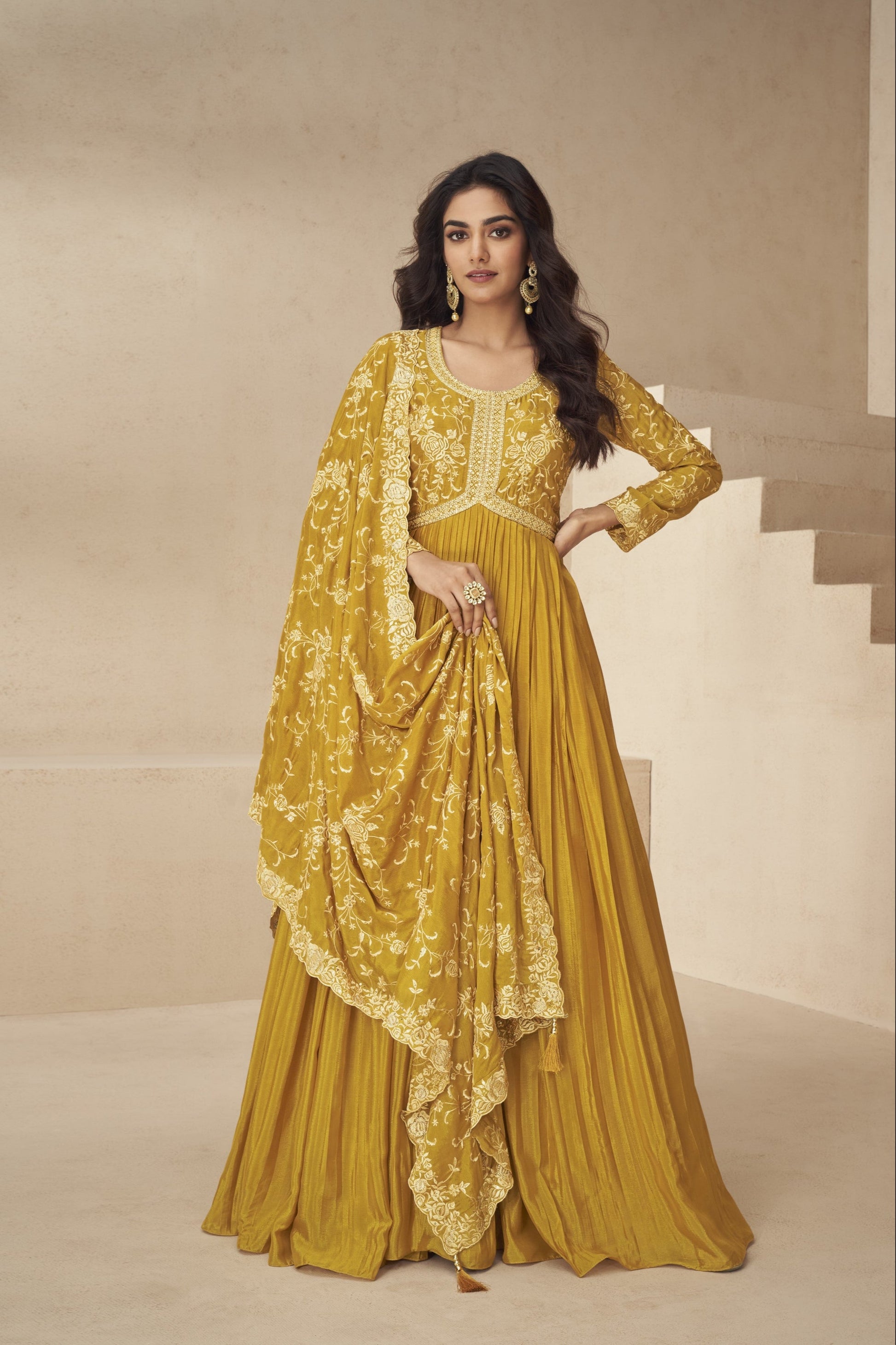 Yellow Color Anarkali Suit For Haldi Function Party Wear Canada Women's 