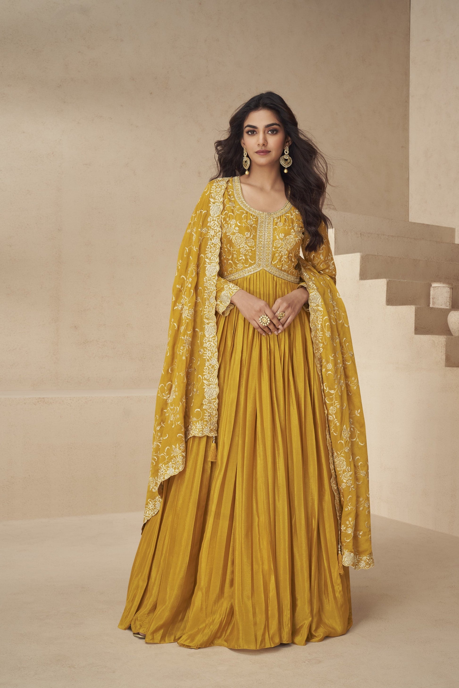 Yellow Color Anarkali Suit For Haldi Function Party Wear Canada Women's 