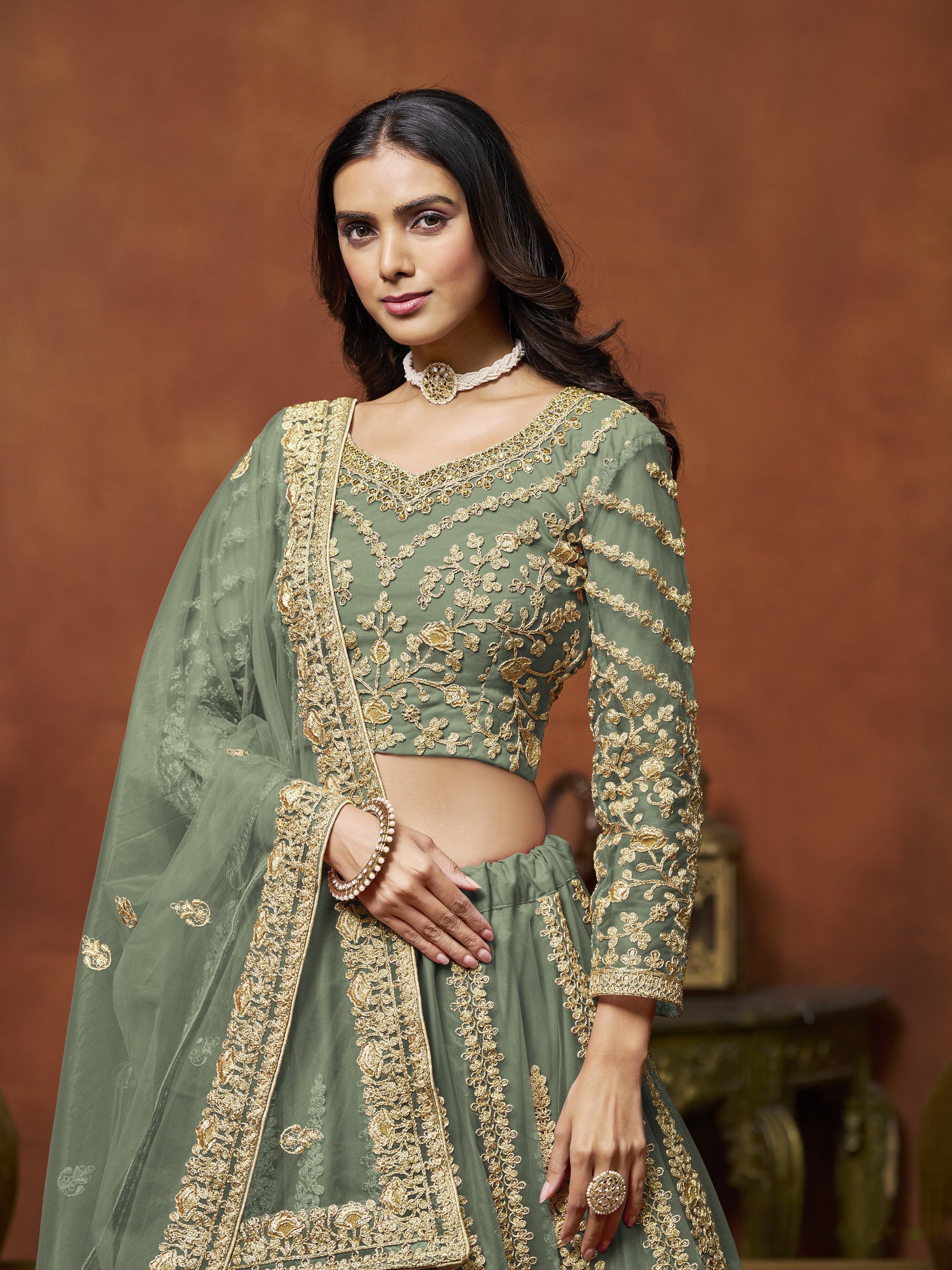 Green Lehenga for Eid â€“ Soft and elegant, just right for a festive prayer day. 