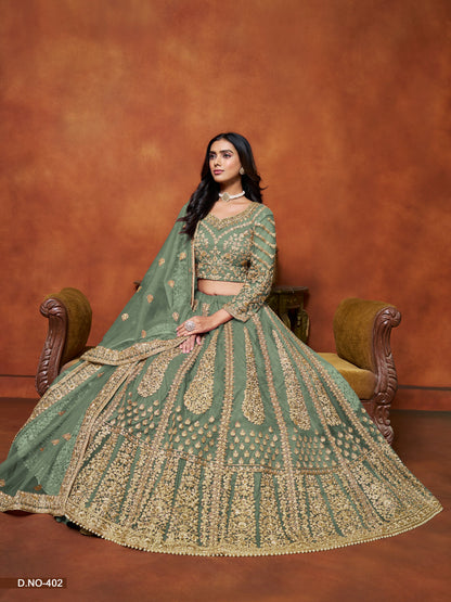 Indian wedding reception lehenga choli with heavy embroidery work
