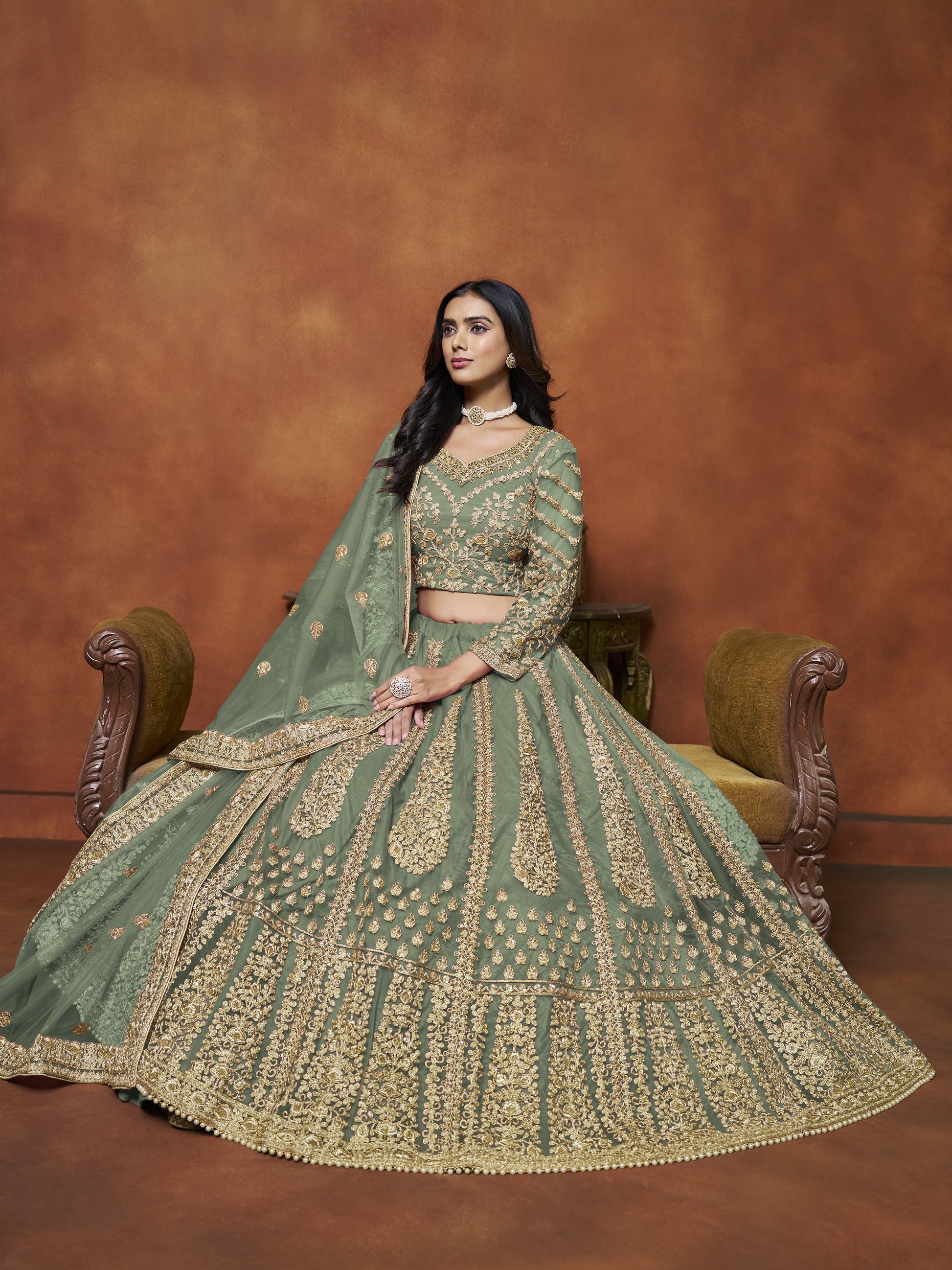 Green Lehenga for Eid â€“ Soft and elegant, just right for a festive prayer day. 