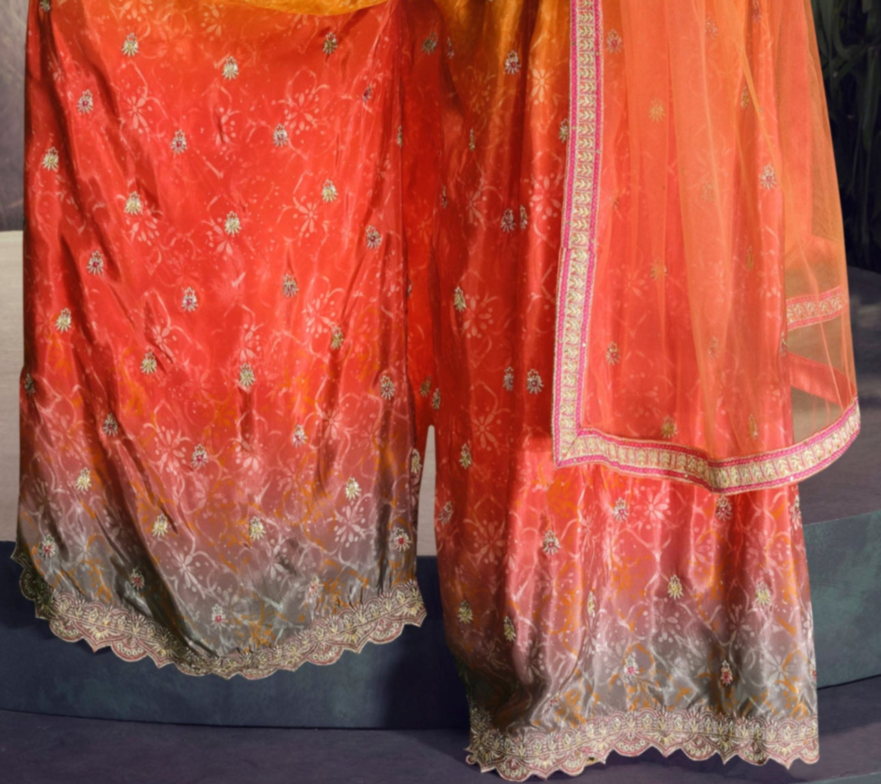 Elegant Orange Palazzo Suit for Haldi and Celebrations.