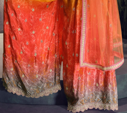 Elegant Orange Palazzo Suit for Haldi and Celebrations.