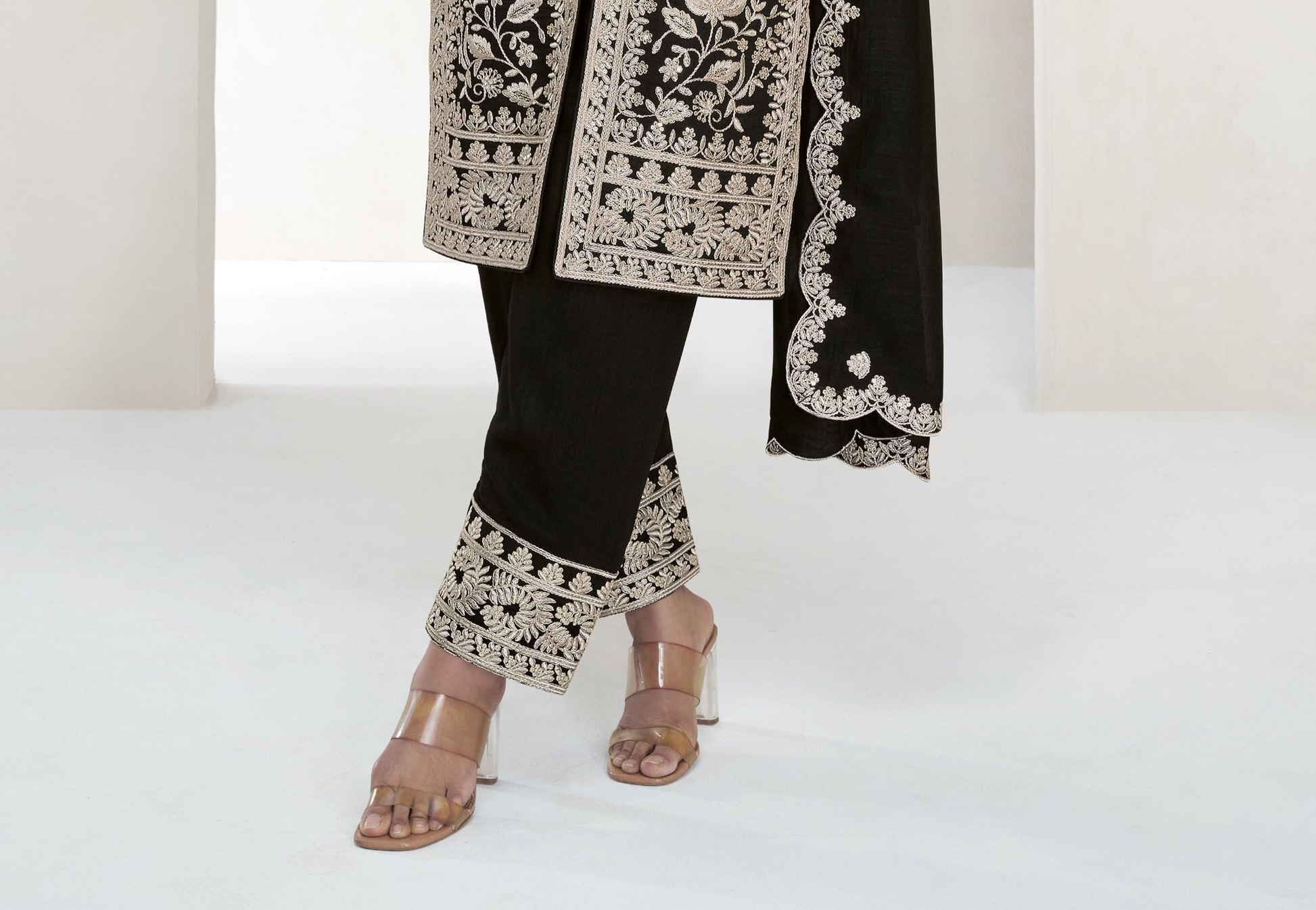 black chinon kameez shalwar studio image