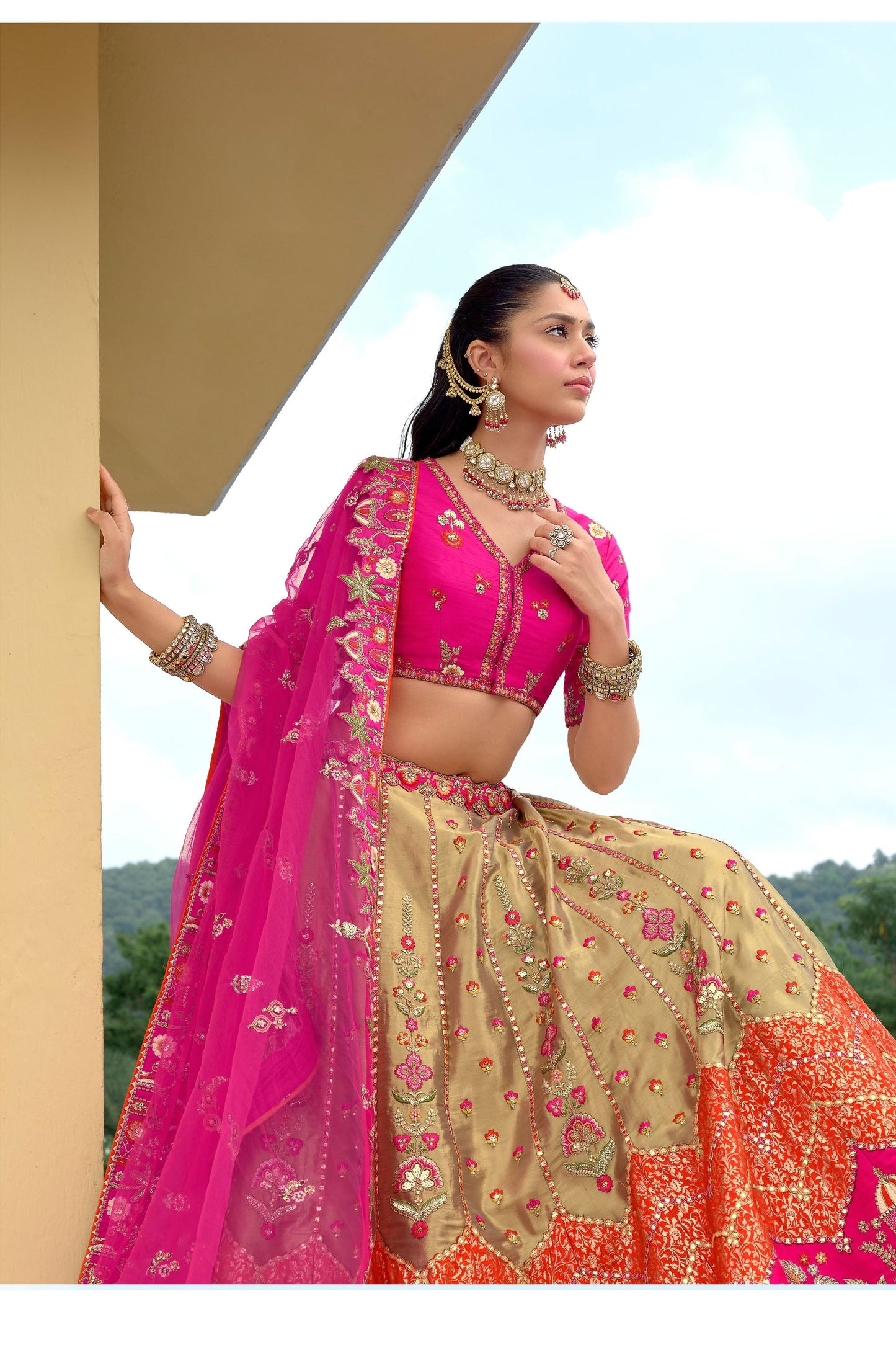 Intricate Embroidery Detail On Black Lehenga Choli For Indian Weddings
