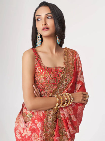 Red Saree speaks tradition and boldness – perfect for weddings and festive nights. 