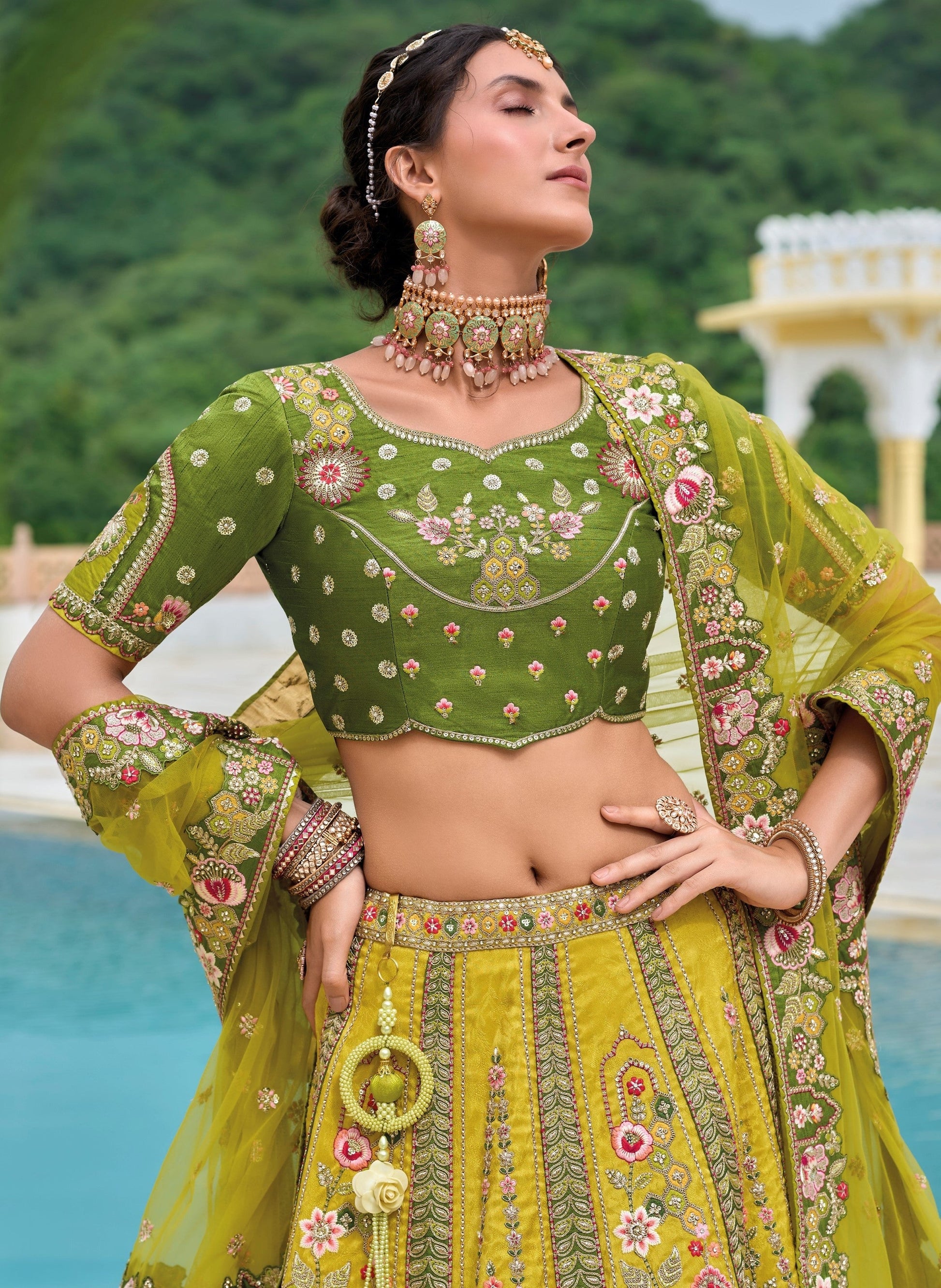 "Traditional lehengas for modern Indian Americans." 