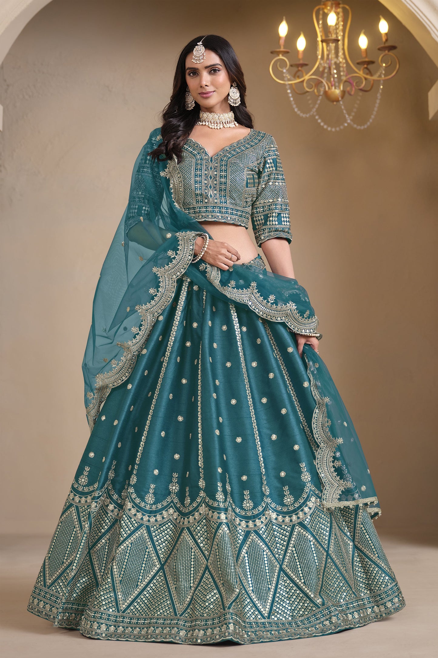 "Lehengas made for Indian functions across the USA." 
