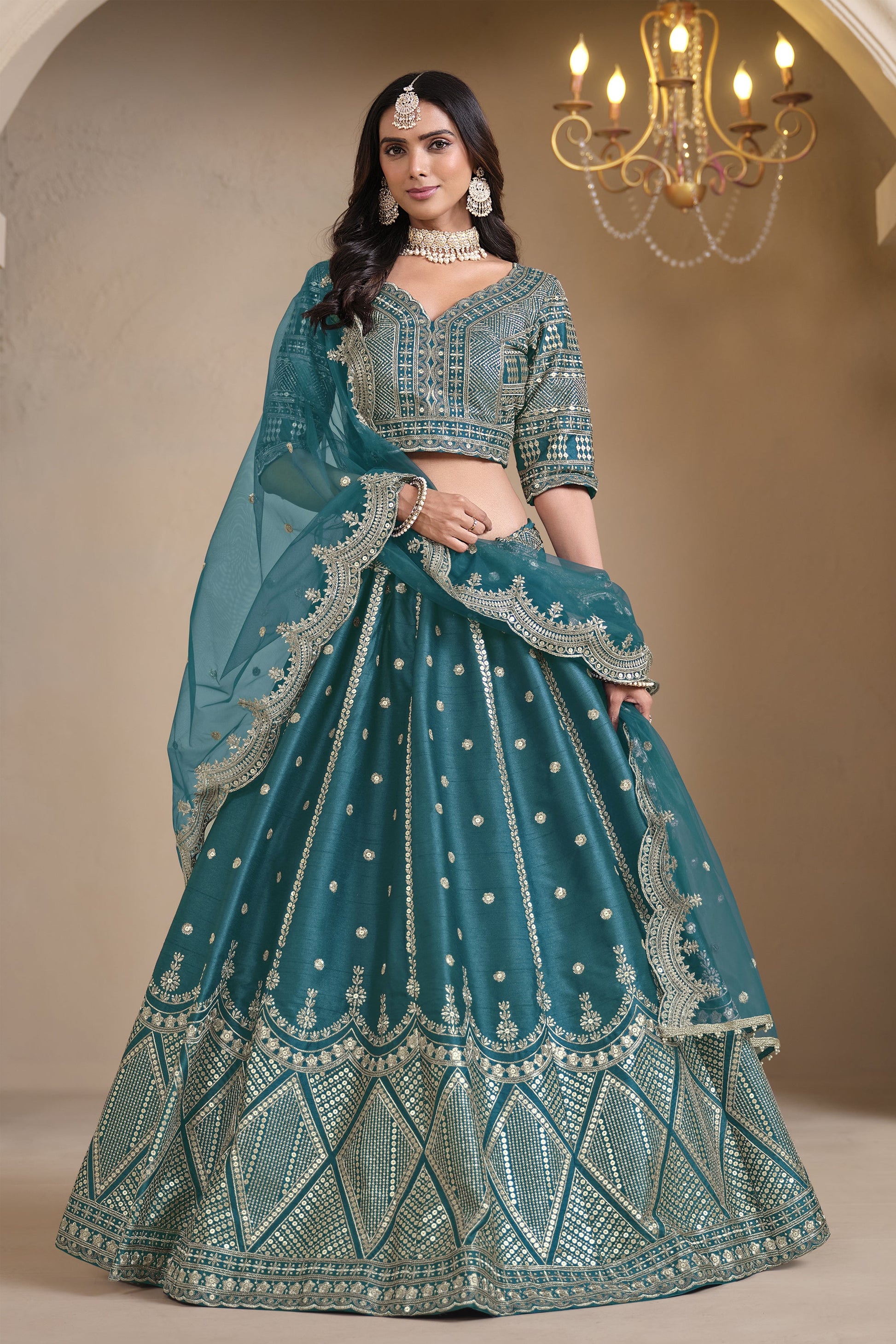 "Lehengas made for Indian functions across the USA." 