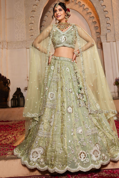"Stylish lehengas for U.S.-based Indian functions."