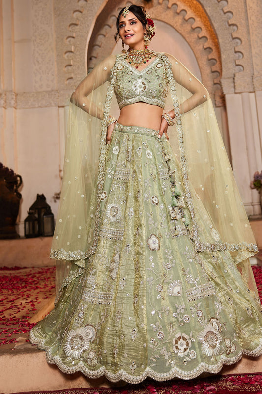 "Stylish lehengas for U.S.-based Indian functions."