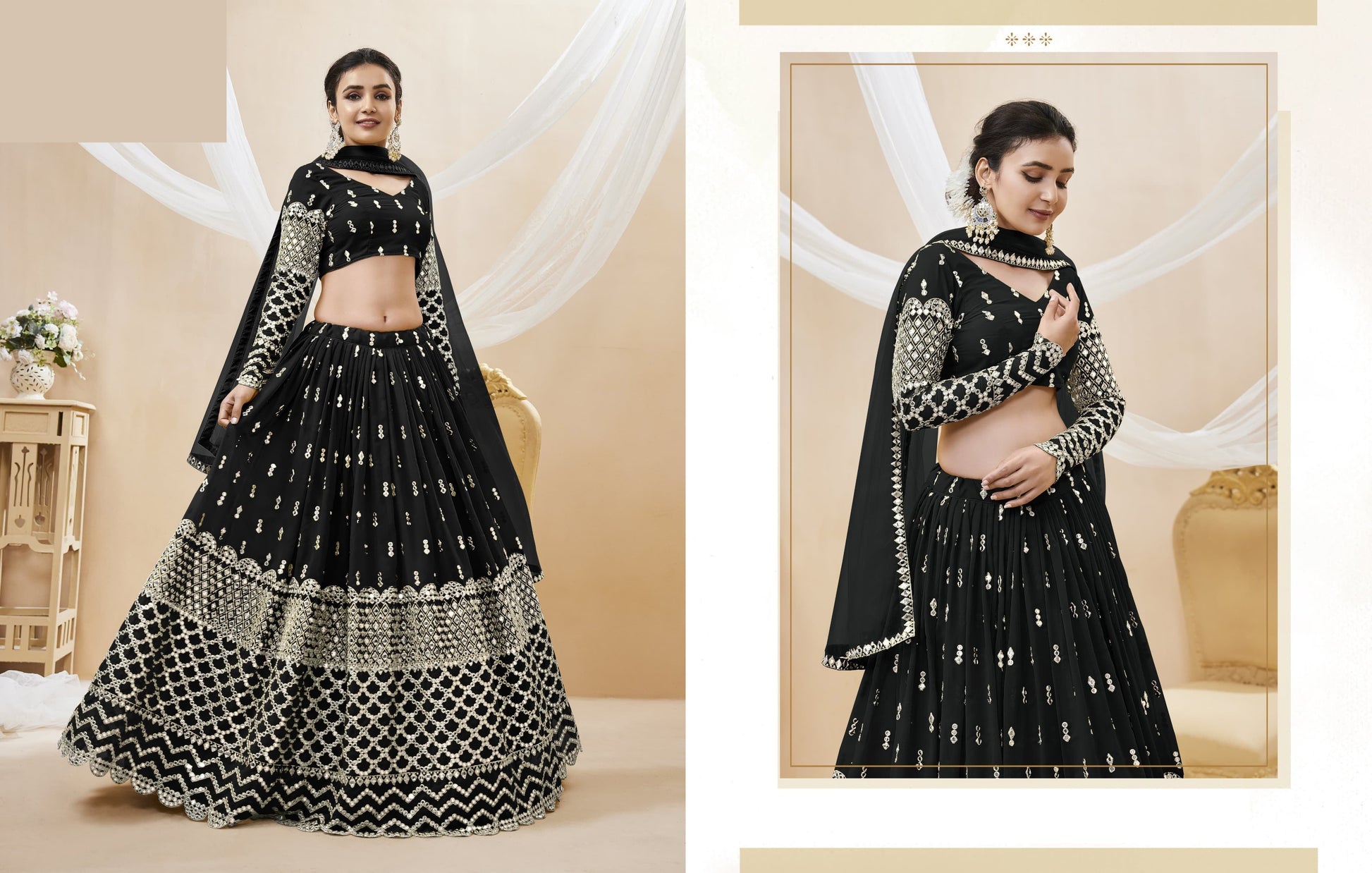 "Dazzling lehengas for Eid and Diwali in the USA." 
