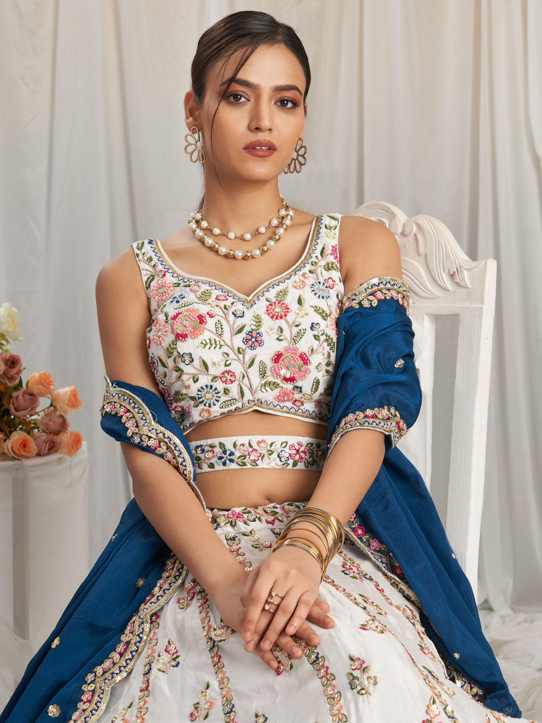 "Elegant lehengas for U.S.-based Indian celebrations."
