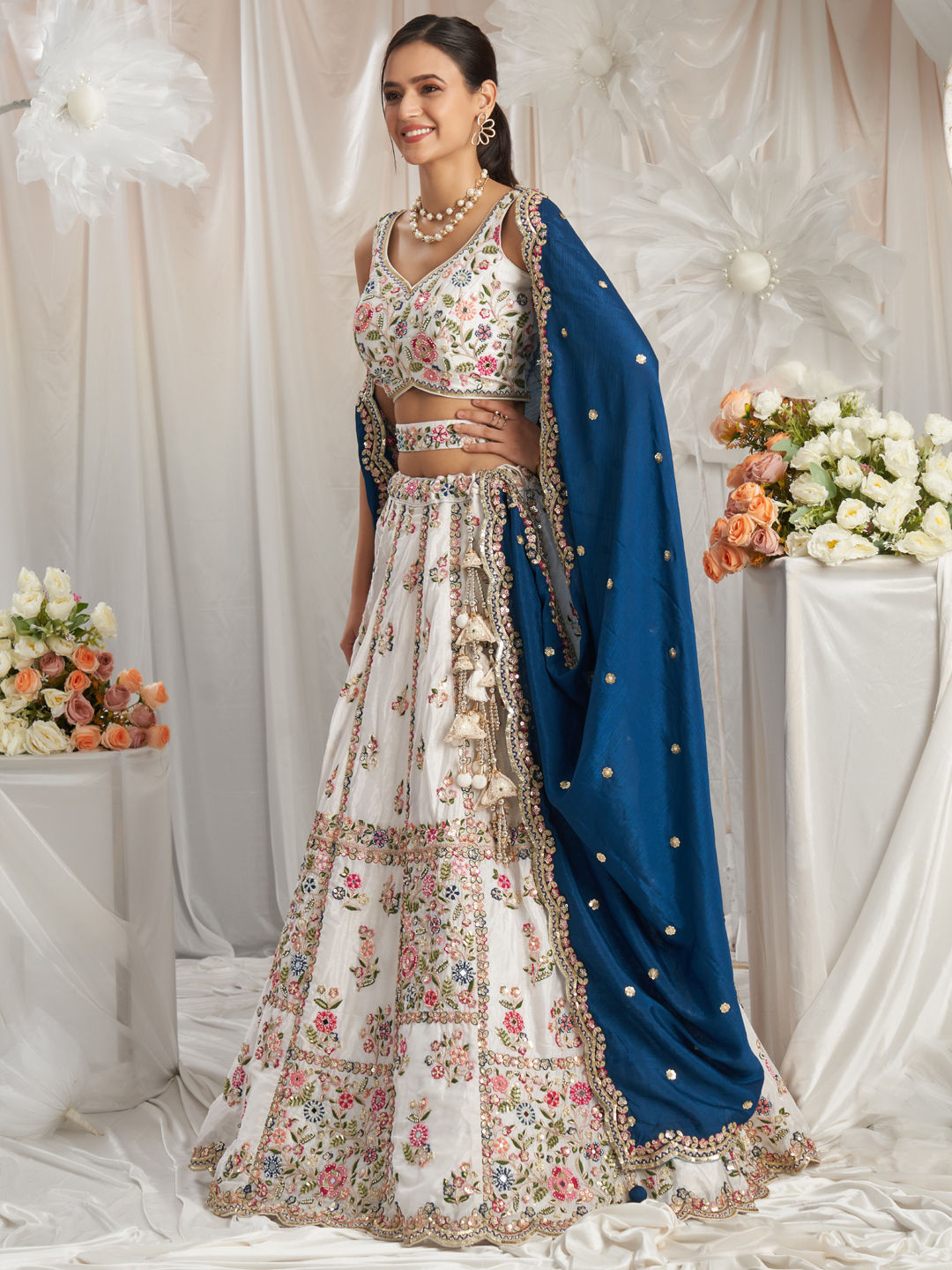 "Elegant lehengas for U.S.-based Indian celebrations."
