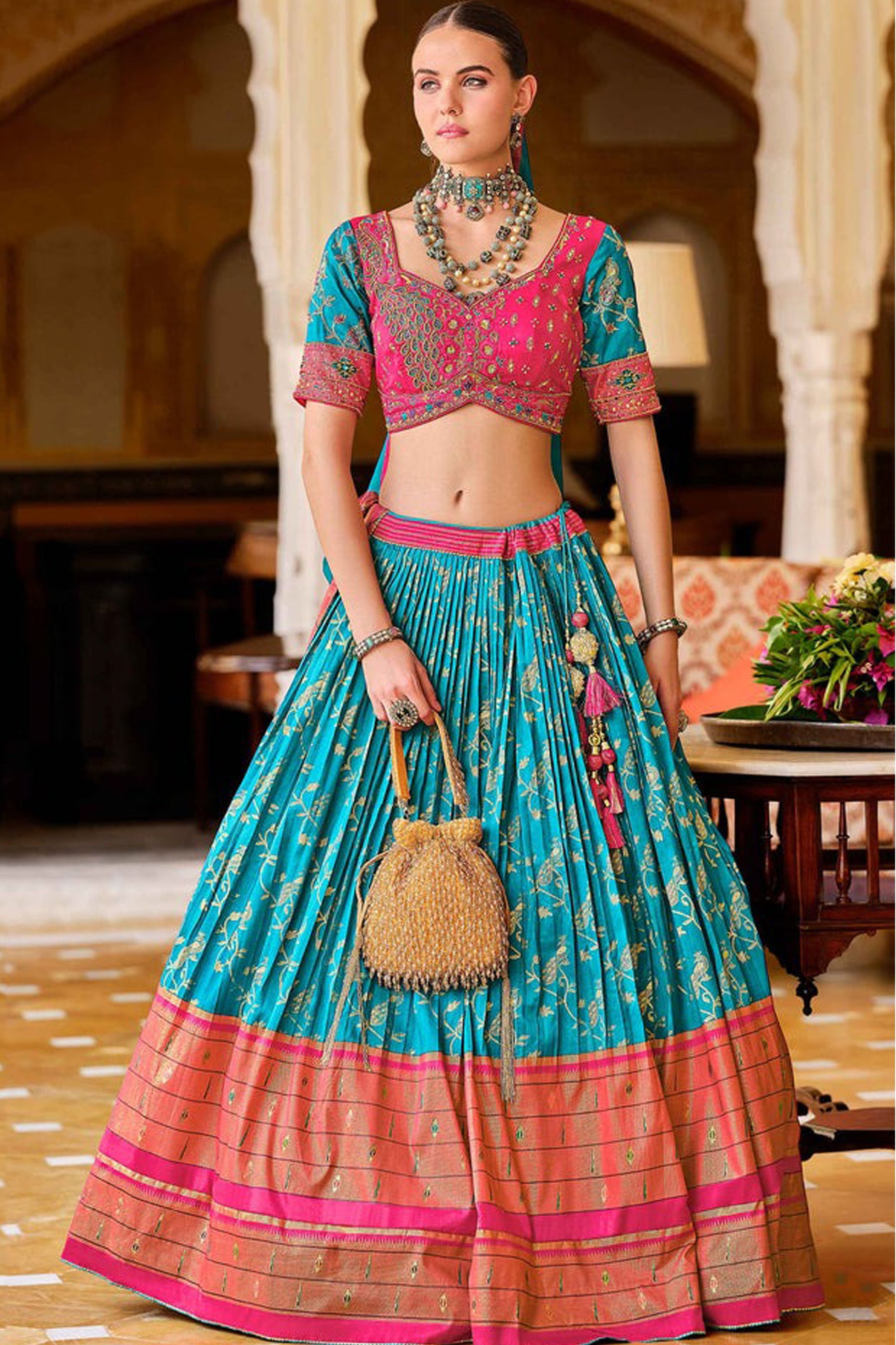 "Traditional lehengas for modern Indian Americans." 