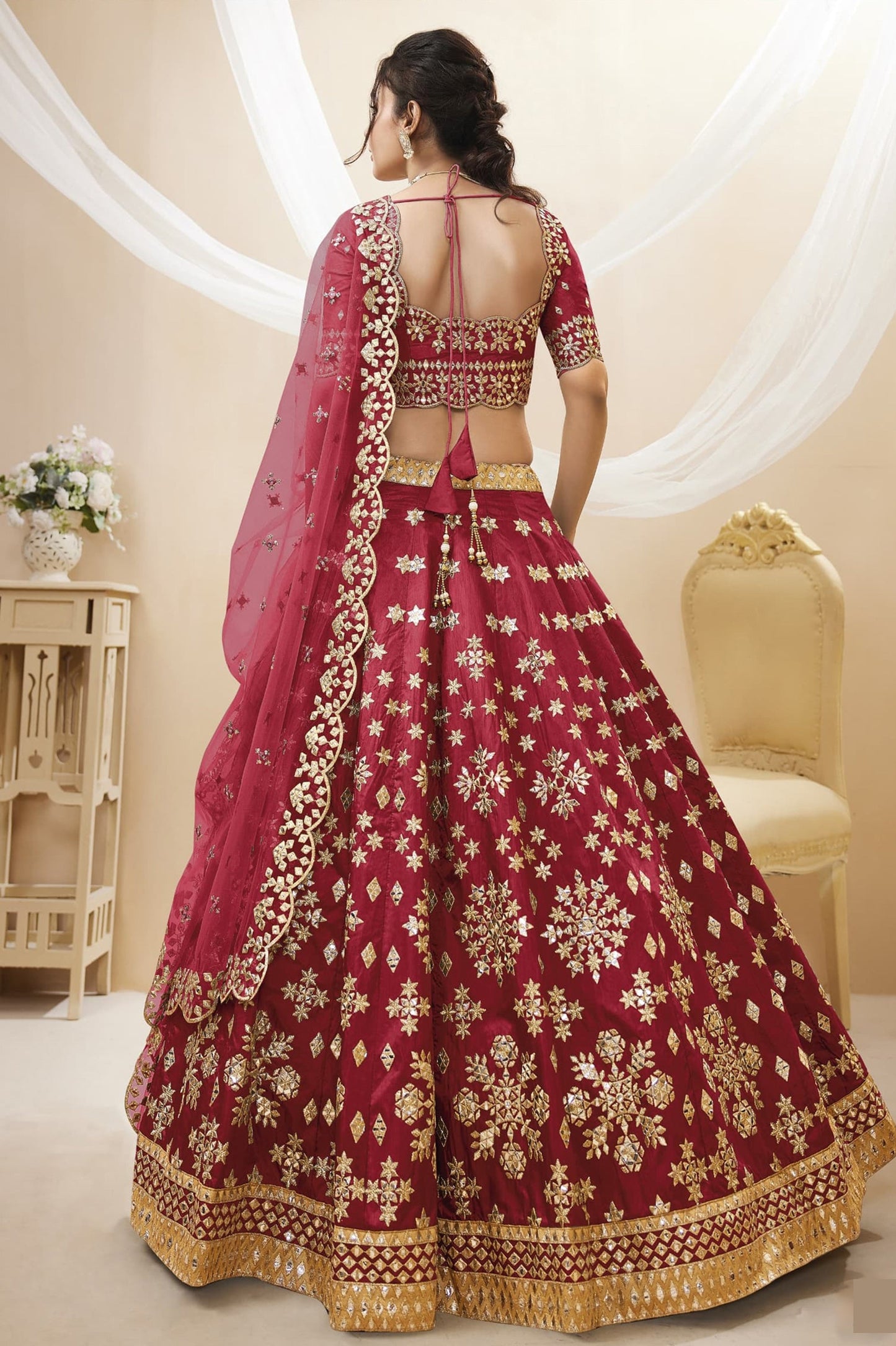 Experience bridal couture with lehengas that sparkle with intricate artistry. 