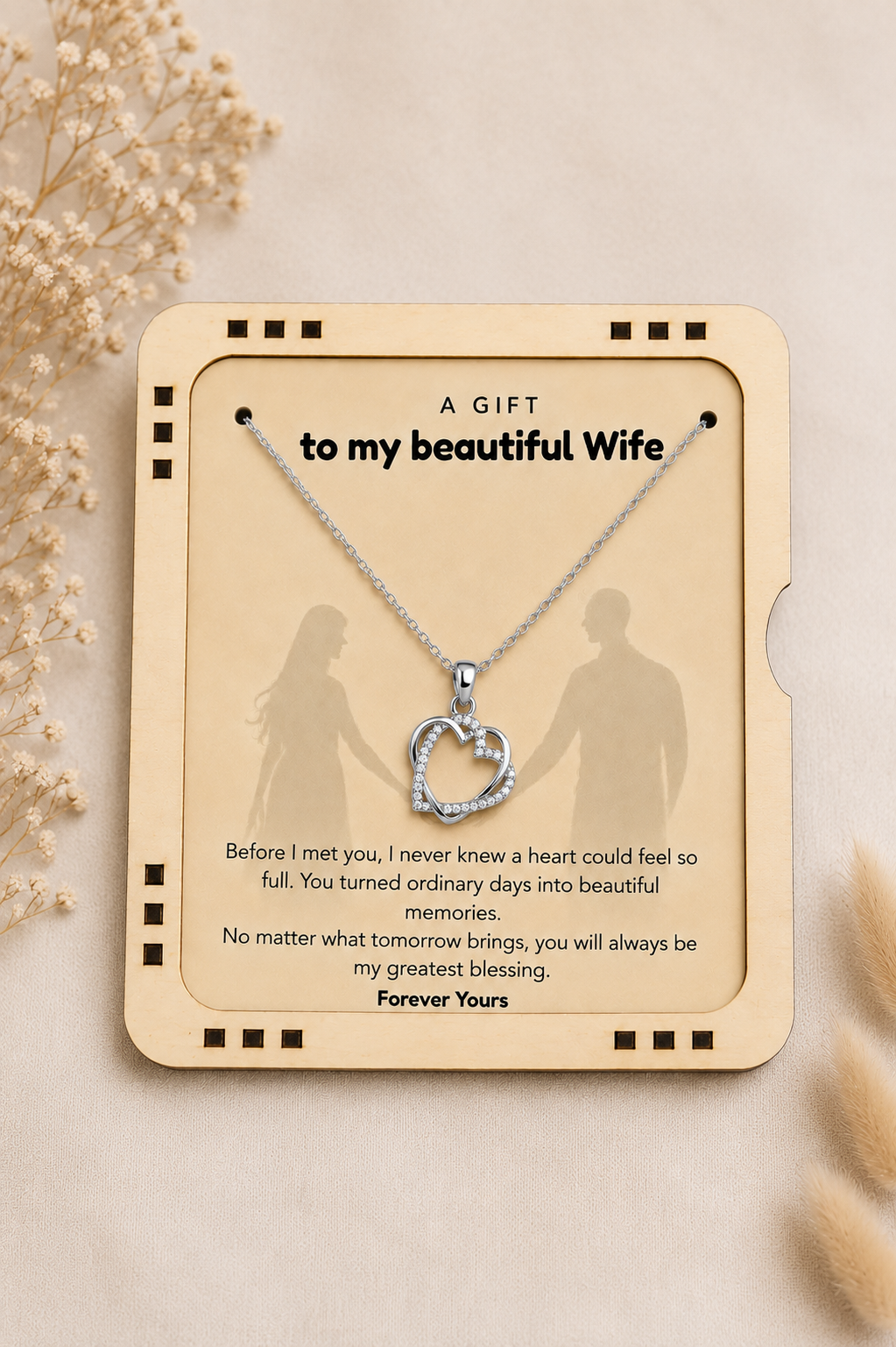 To My Wife – You Are My Greatest Blessing Heart Pendant Necklace with Message Card