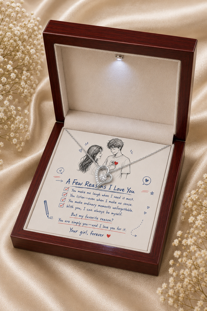 To My Girlfriend – A Few Reasons I Love You Heart Pendant Necklace