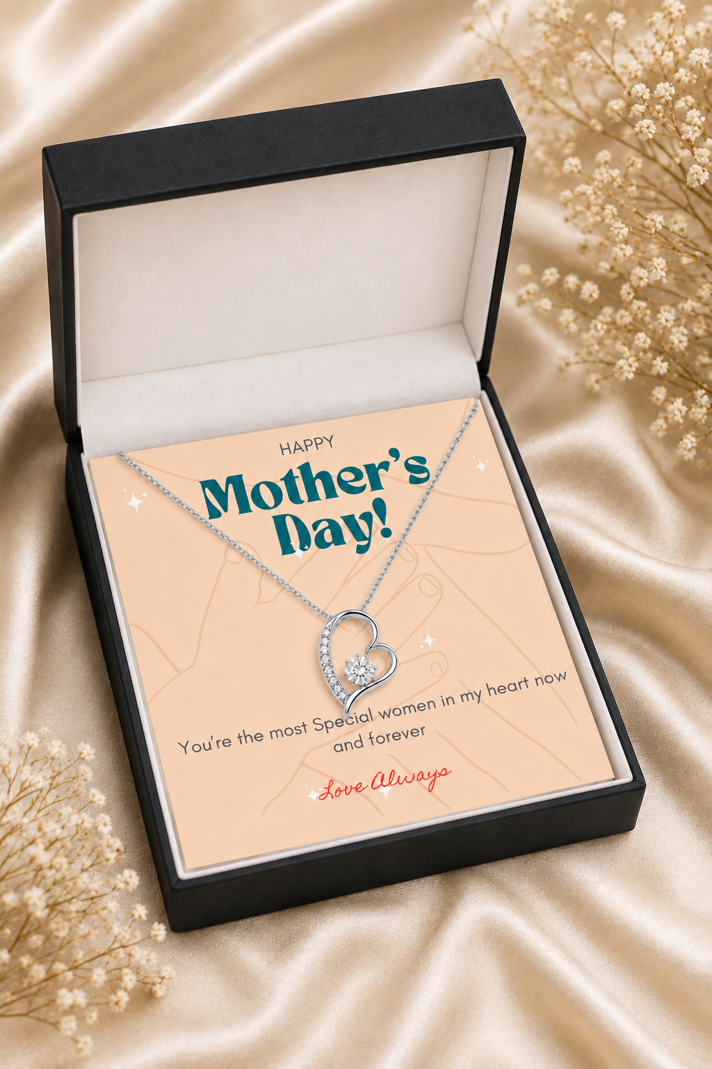 To My Mother – You’re Forever in My Heart Double Heart Pendant Necklace