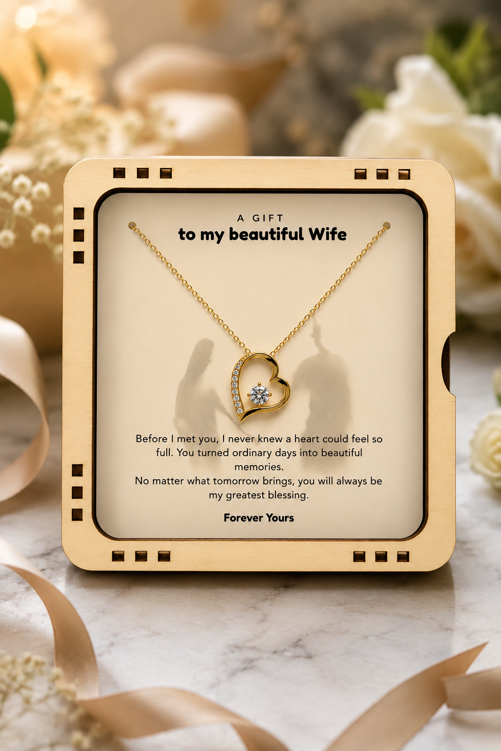 To My Wife – You Will Always Be My Greatest Blessing Heart Pendant