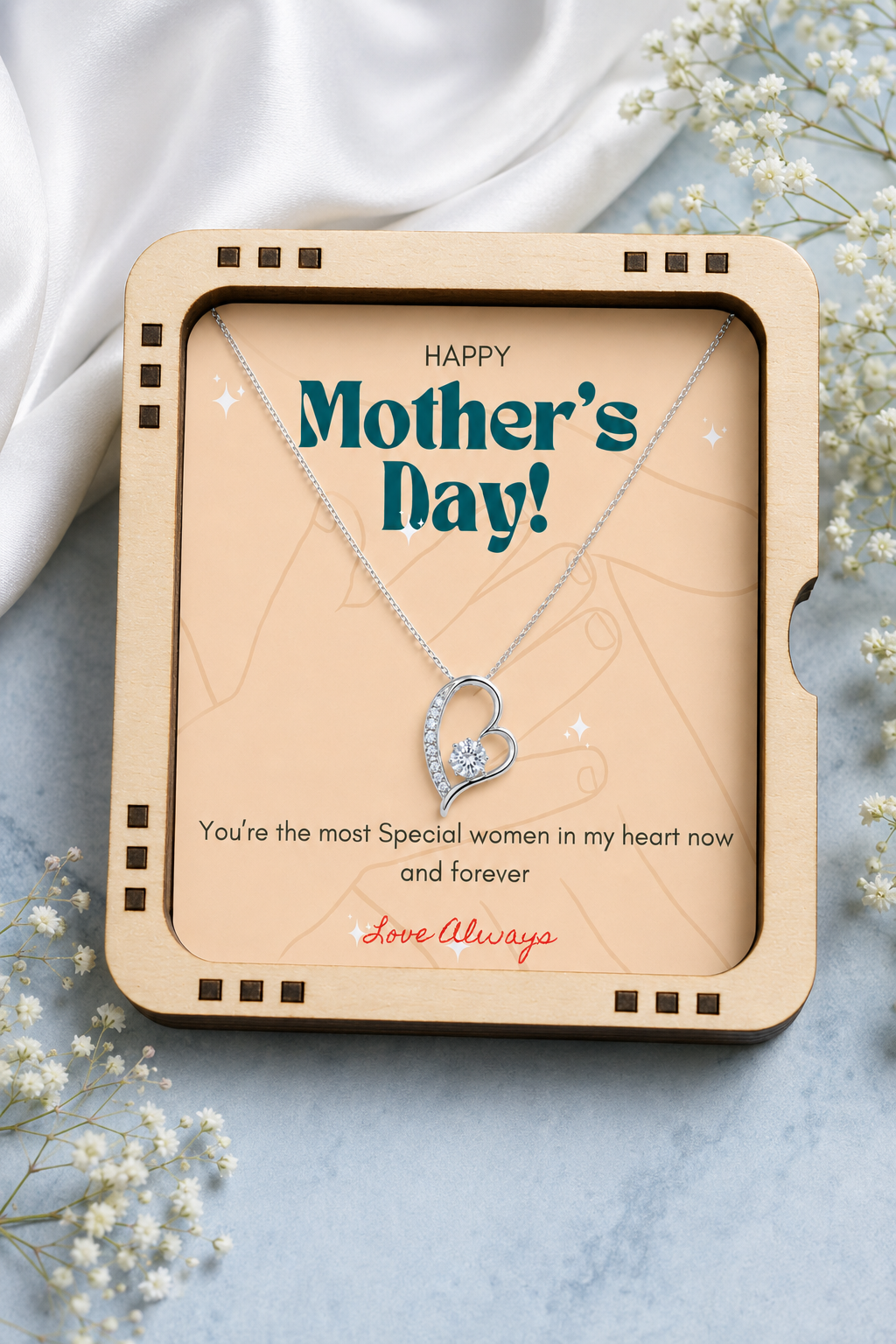 To My Mother – You’re Forever in My Heart Double Heart Pendant Necklace