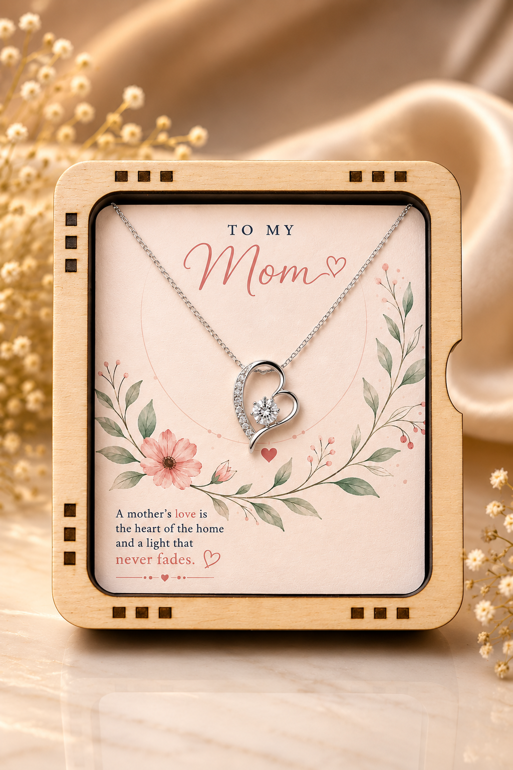 To My Mom – A Love That Never Fades Heart Pendant