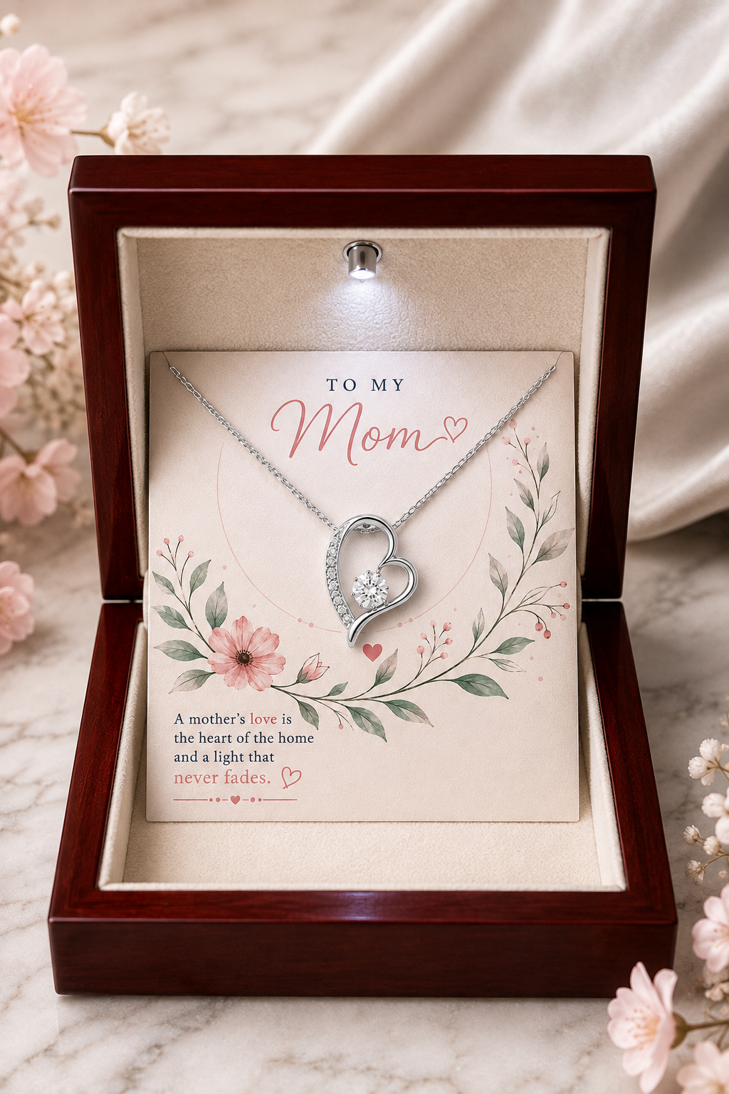 To My Mom – A Love That Never Fades Heart Pendant
