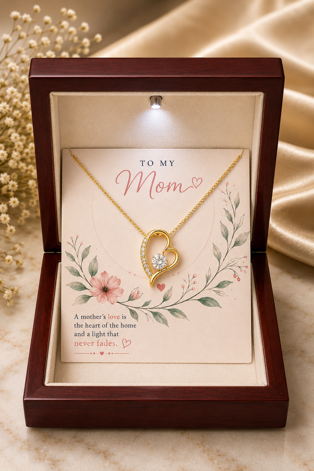 To My Mom – A Love That Never Fades Heart Pendant