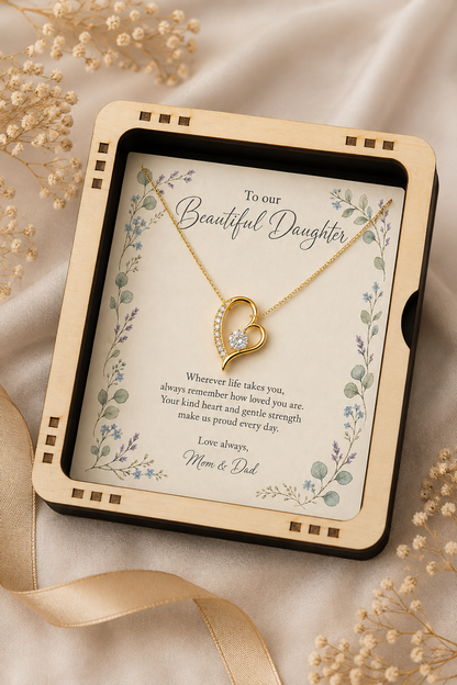 To My Daughter – Always Remember How Loved You Are Heart Pendant