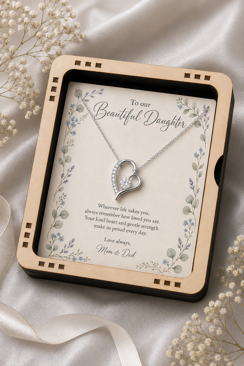To My Daughter – Always Remember How Loved You Are Heart Pendant