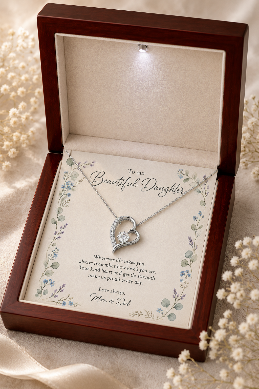 To My Daughter – Always Remember How Loved You Are Heart Pendant
