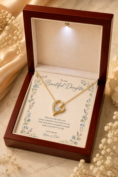 To My Daughter – Always Remember How Loved You Are Heart Pendant