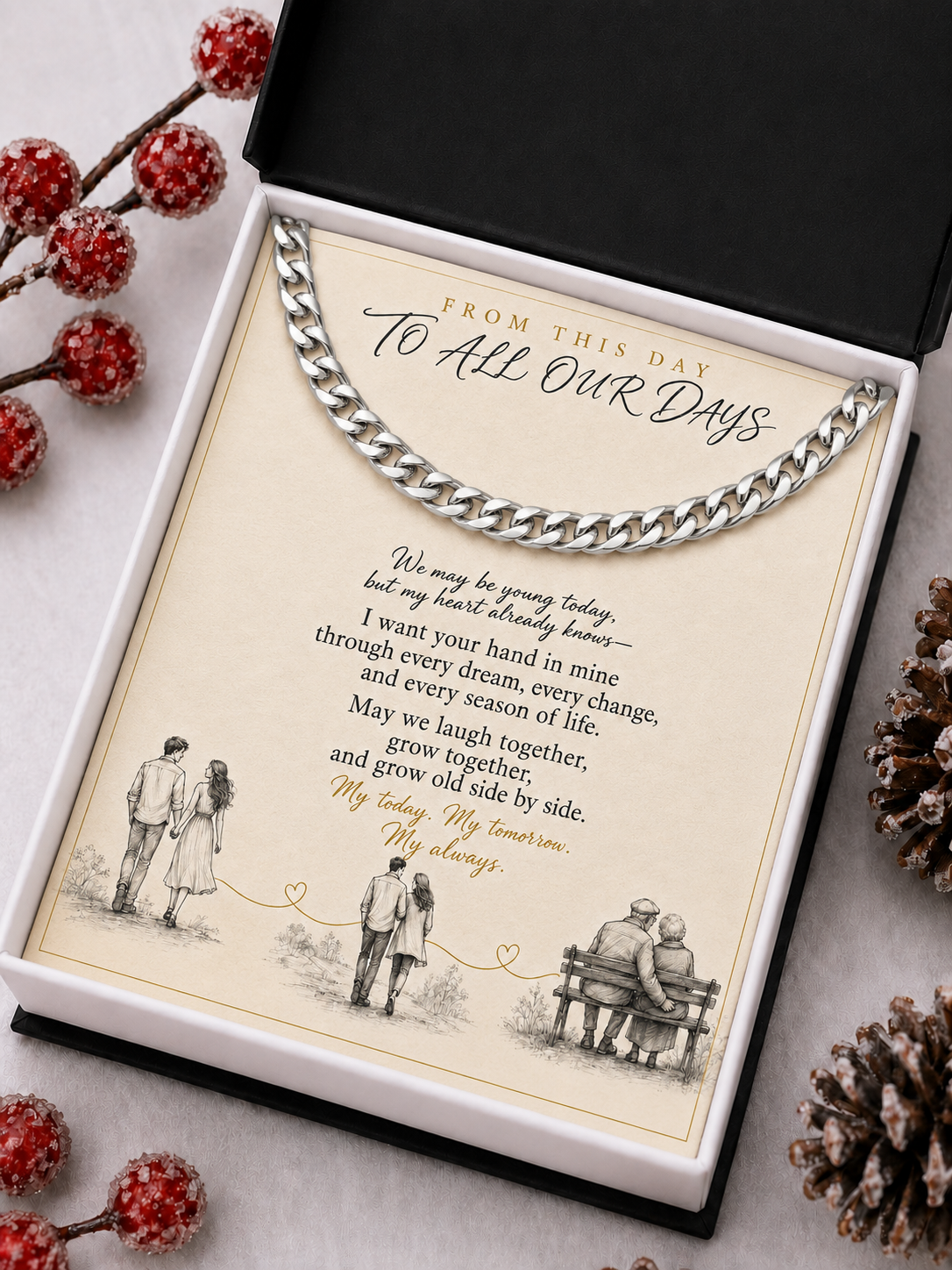 To My Love – From This Day to All Our Days Curb Chain Necklace with Message Card