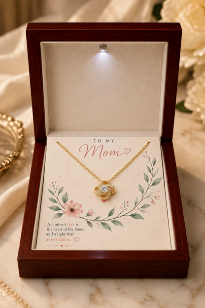 To My Mother – Your Love Will Always Be the Heart of Our Home Pendant Necklace with Message Card