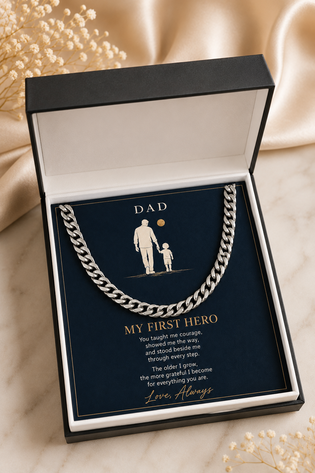 To My Dad – You Taught Me Courage Cuban Link Chain