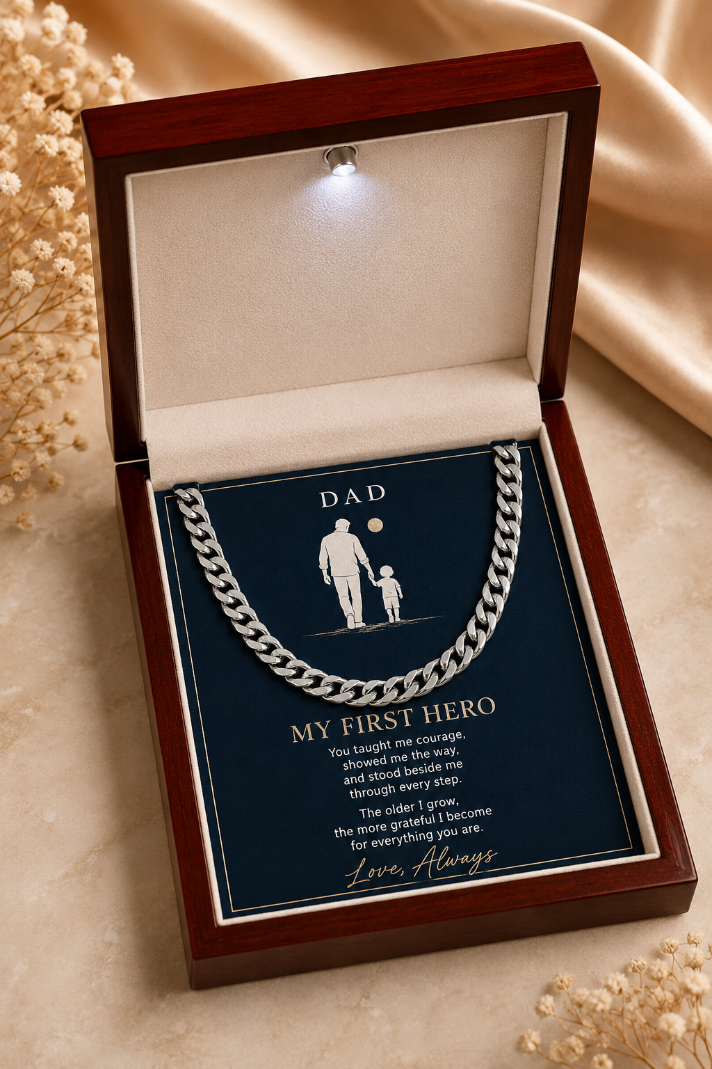 To My Dad – You Taught Me Courage Cuban Link Chain