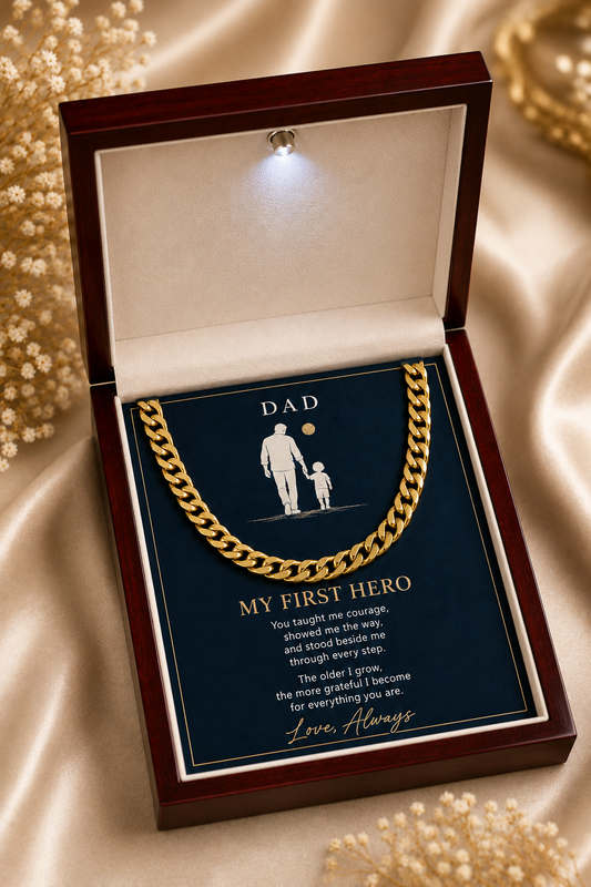 To My Dad – You Taught Me Courage Cuban Link Chain