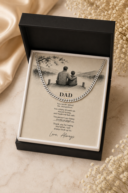 To My Dad – Thank You for Always Making Me Feel Safe Cuban Link Chain
