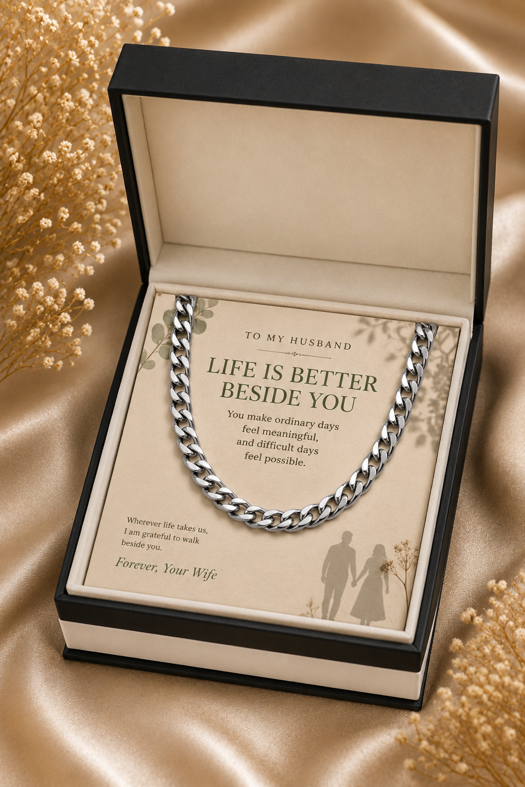 To My Husband – Life Is Better Beside You Cuban Link Chain