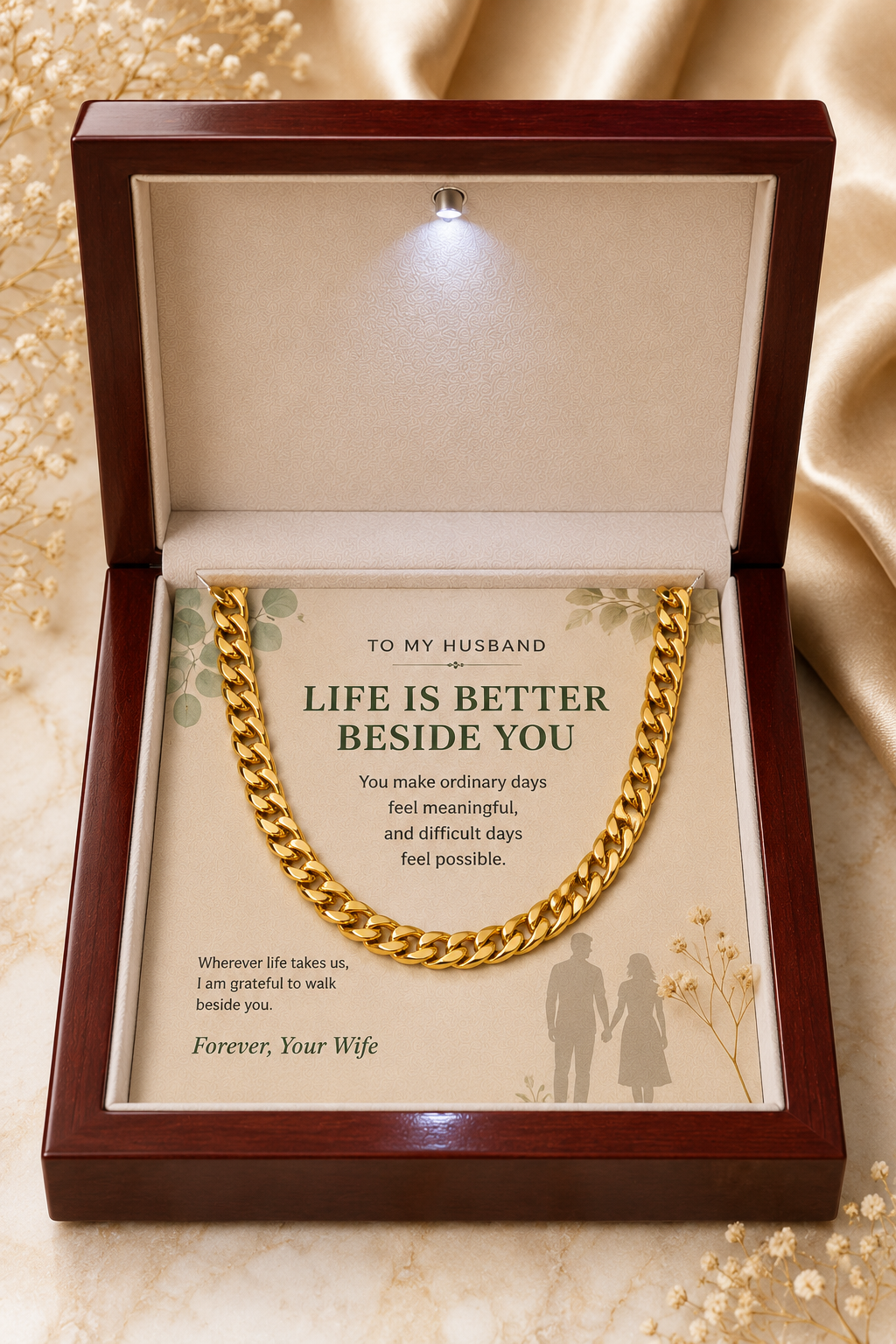 To My Husband – Life Is Better Beside You Cuban Link Chain