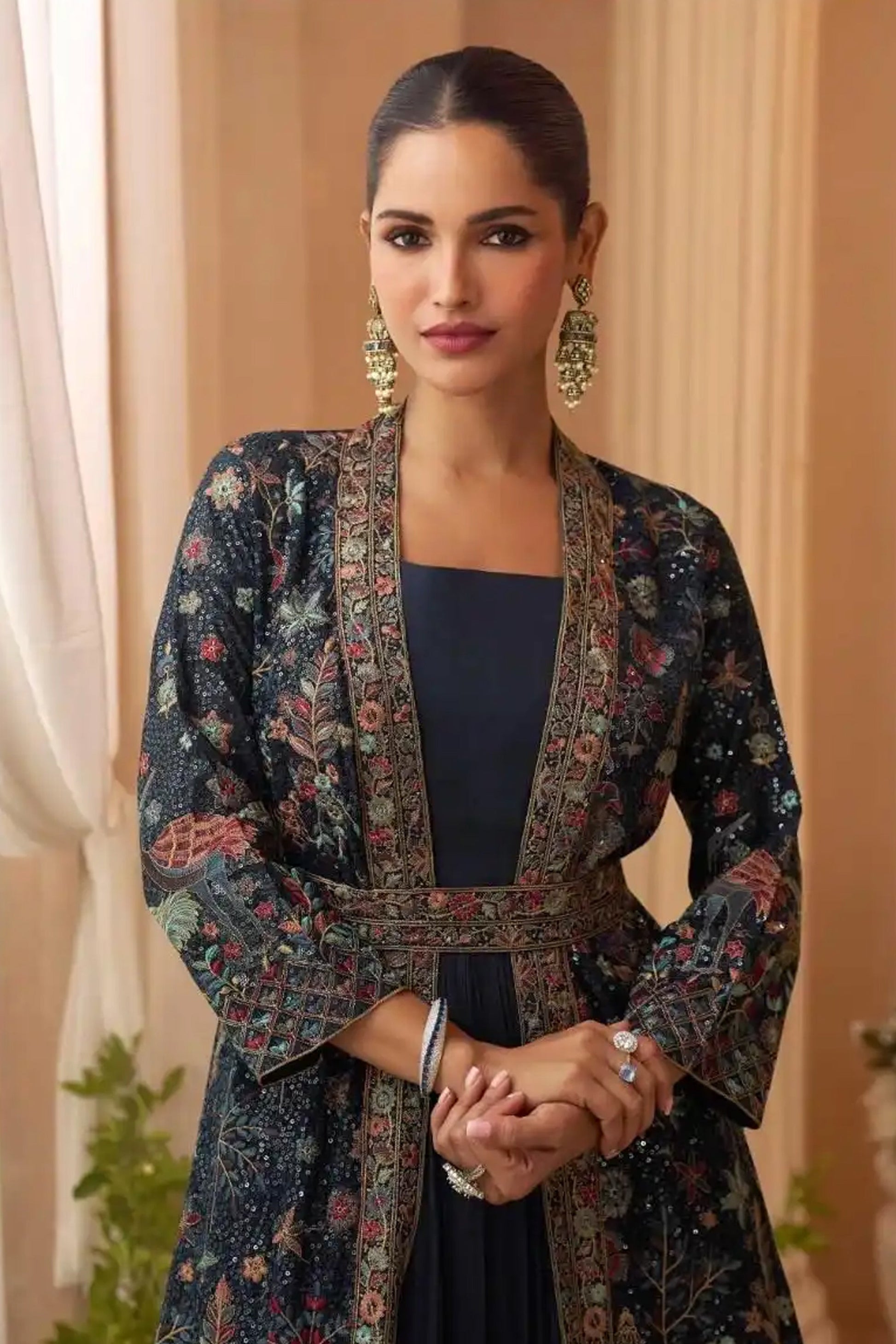 Blue Trendy Jacket Style Wedding Look Anarkali Suit